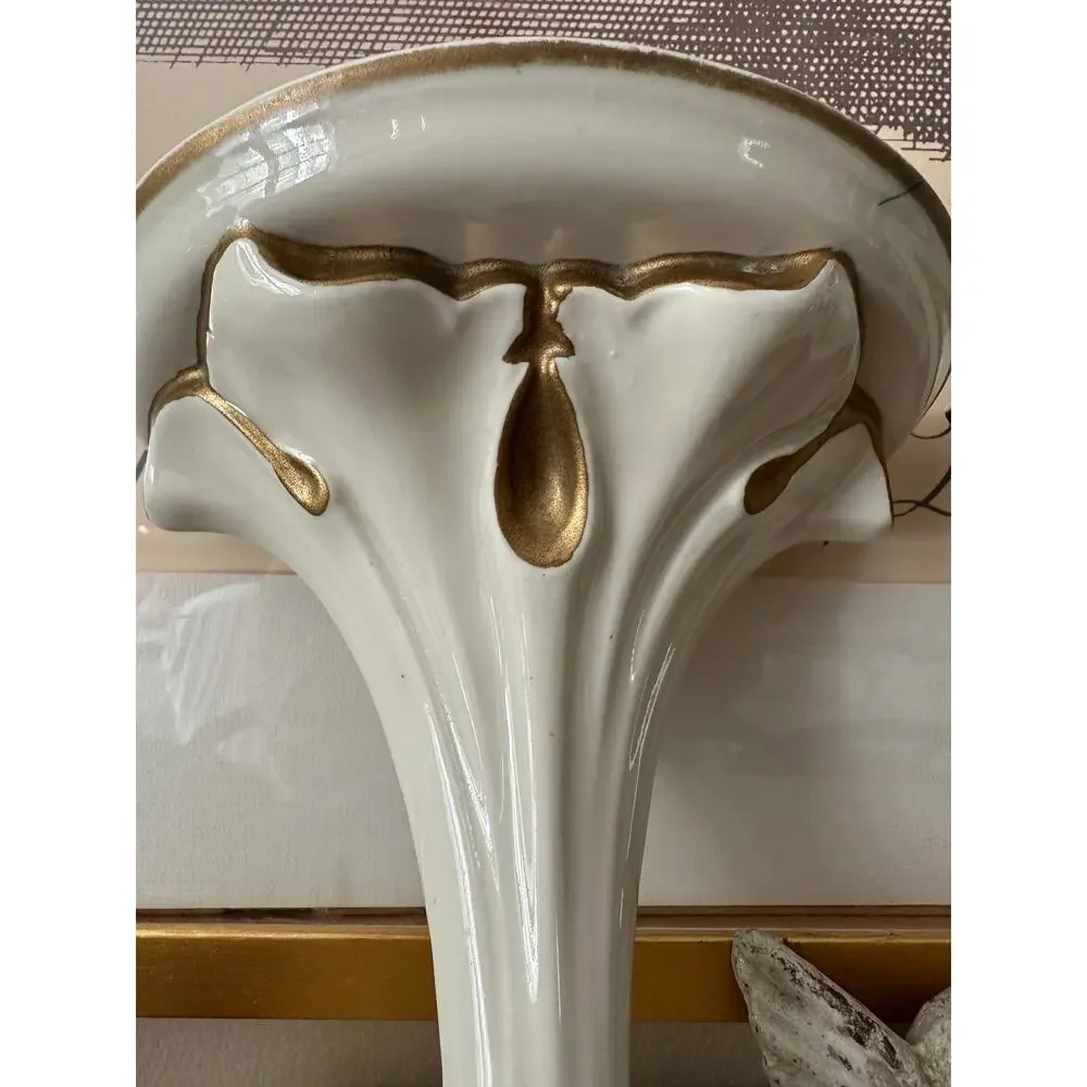 Vintage Italian Hollywood Regency Style Gilt Porcelain Brackets Shelves sconces